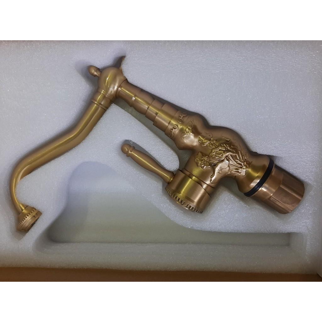 VÒI RỬA LAVABO ĐỒNG CỔ ĐIỂN.LÀM TỪ ĐỒNG NGUYÊN CHẤT.