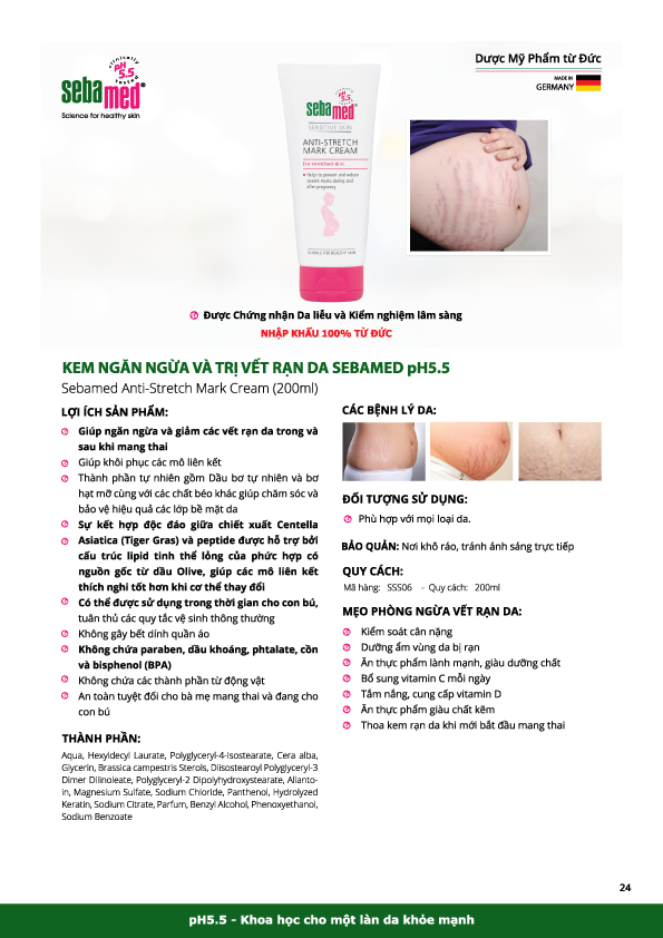 Sebamed Kem Ngăn Ngừa Rạn Da Bà Bầu Anti-Stretch Mark Cream pH5.5 200ml