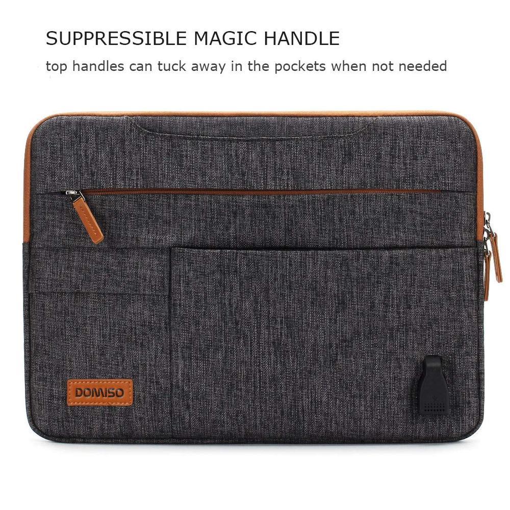 DOMISO10 13 14 15.6 17.3 Inch Laptop Đa Năng Tay Kinh Doanh Cặp Túi Với Cổng Sạc USB Nâu màu Xám