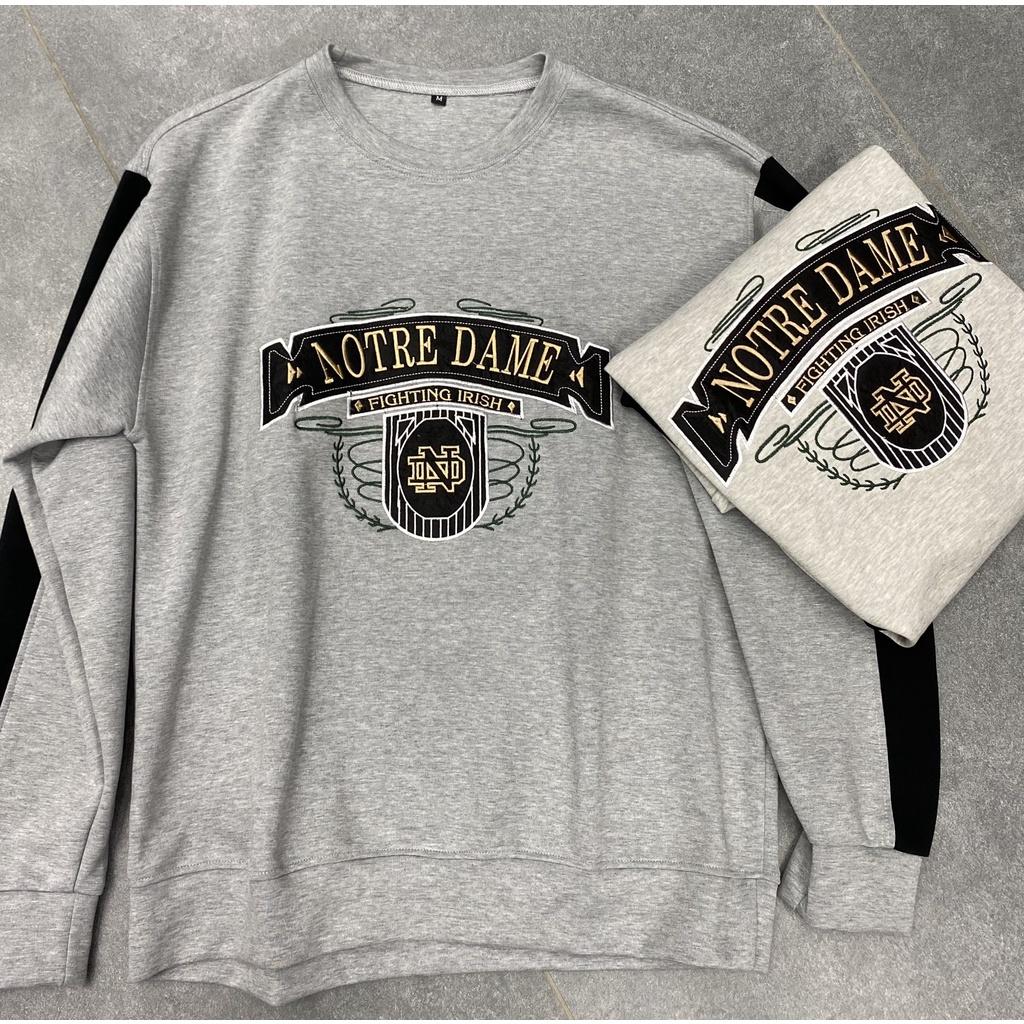 Áo Sweater thêu DAME Unisex form rộng chất nỉ bông cao cấp mềm mịn hai màu xám trắng phong cách Retro - gin store