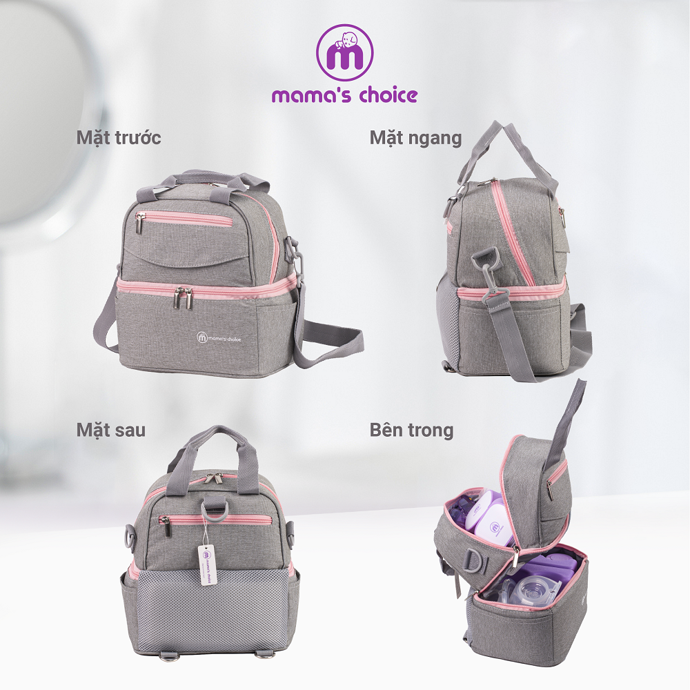 Balo Bỉm Sữa Cao Cấp Mama's Choice 4in1 | Dành Cho Mẹ Bỉm Sữa và Bé Yêu | Nhiều Ngăn Siêu Tiện Dụng | Lớp Giữ Nhiệt Dày Dặn và Chống Thấm Tốt