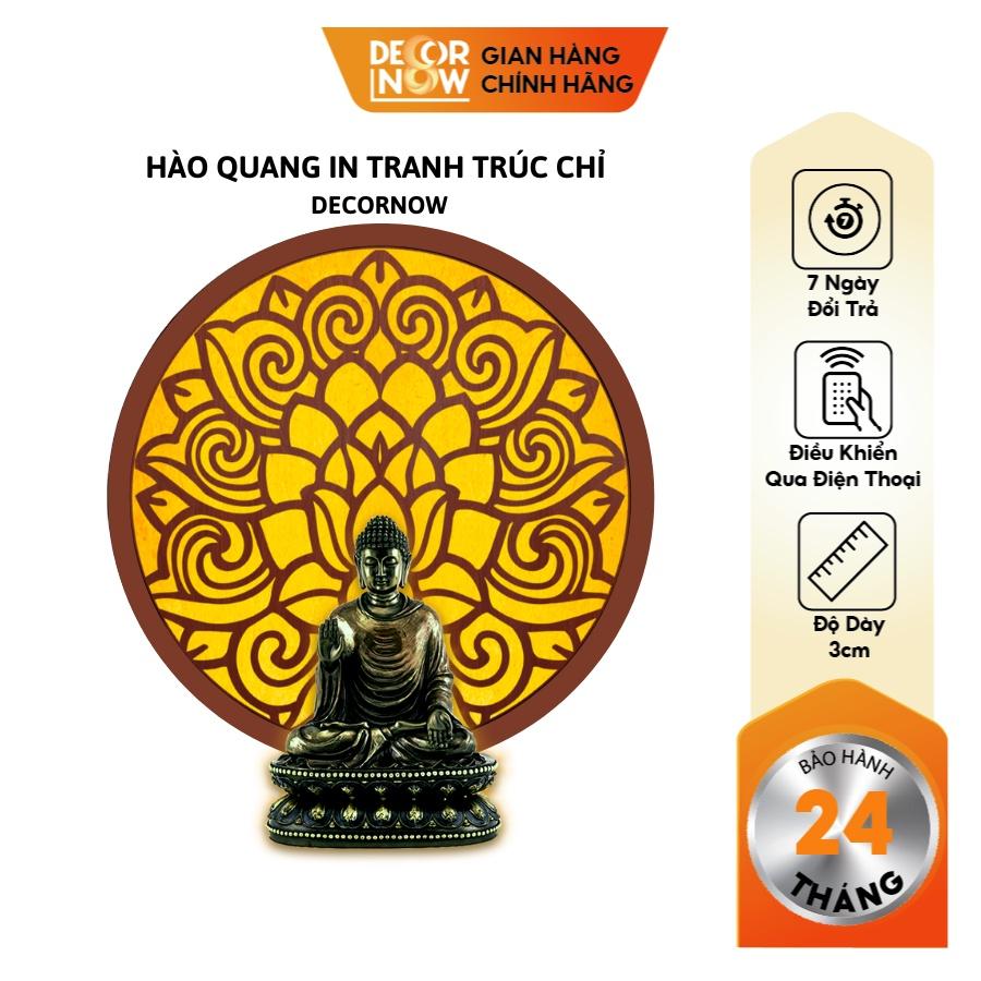 Đèn Hào Quang Phật In Tranh Trúc Chỉ CNC DECORNOW 30,40 cm, Trang Trí Ban Thờ, Hào Quang Trúc Chỉ VÂN GỖ DCN-TCC18