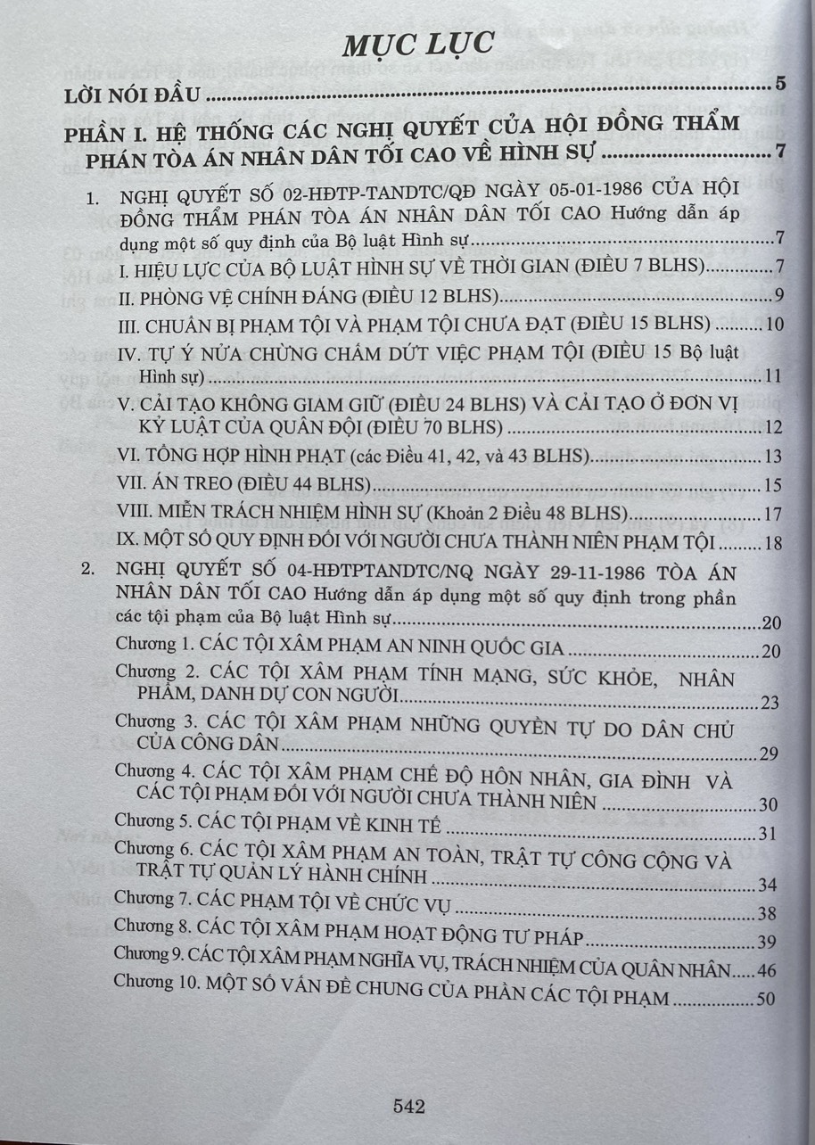 Hệ Thống Các Nghị Quyết Của Hội Đồng Thẩm Phán, TANDTC Về Hình Sự và Tố Tụng Hình Sự Từ năm 1986 đến 2023