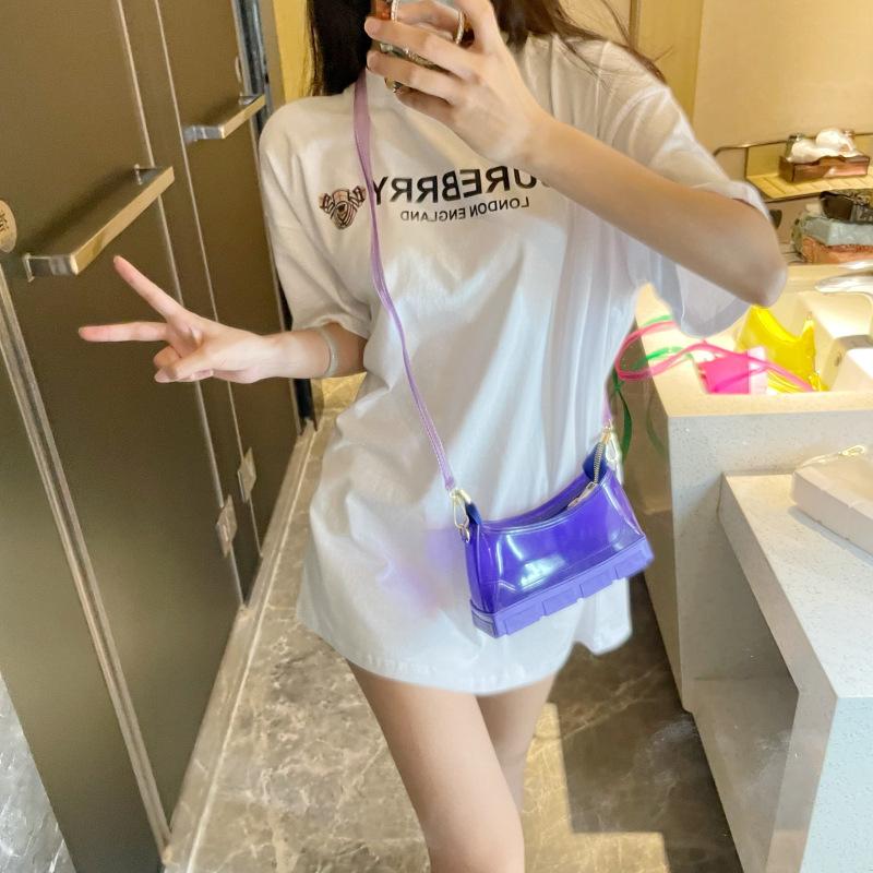 Dễ Thương Mini Đeo Chéo Nữ 2021 Nhựa PVC Trong Suốt Thạch Đeo Vai Nữ Cao Cấp Thương Hiệu Đế Hình Ví Đựng Tiền Xu Nữ Ví