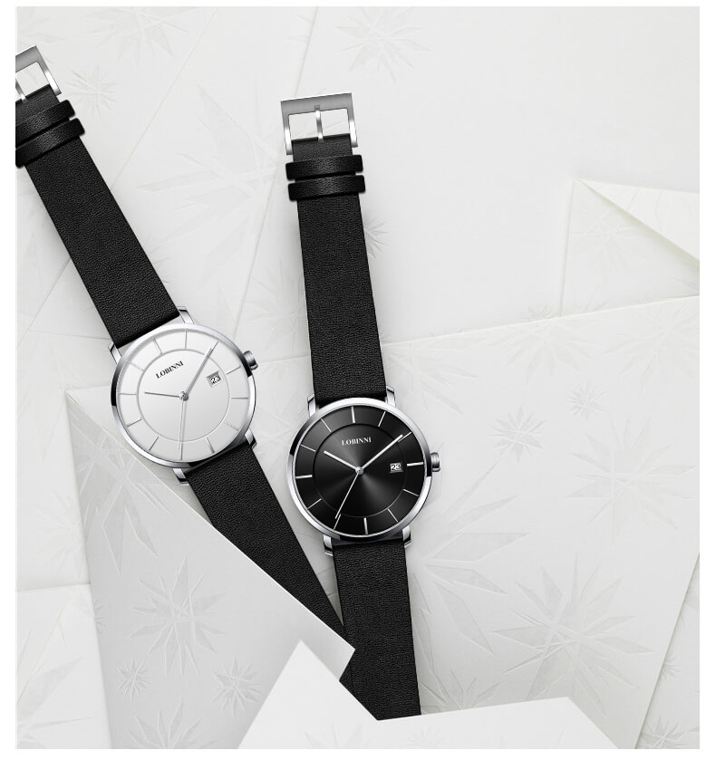 Đồng hồ nam Lobinni L3033-6 chính hãng Thụy Sỹ  Kính sapphire ,chống xước ,Chống nước 30m,mặt đen dây da đen ,Máy điện tử (Quartz) ,Bảo hành 24 Tháng,thiết kế đơn giản ,trẻ trung và sang trọng
