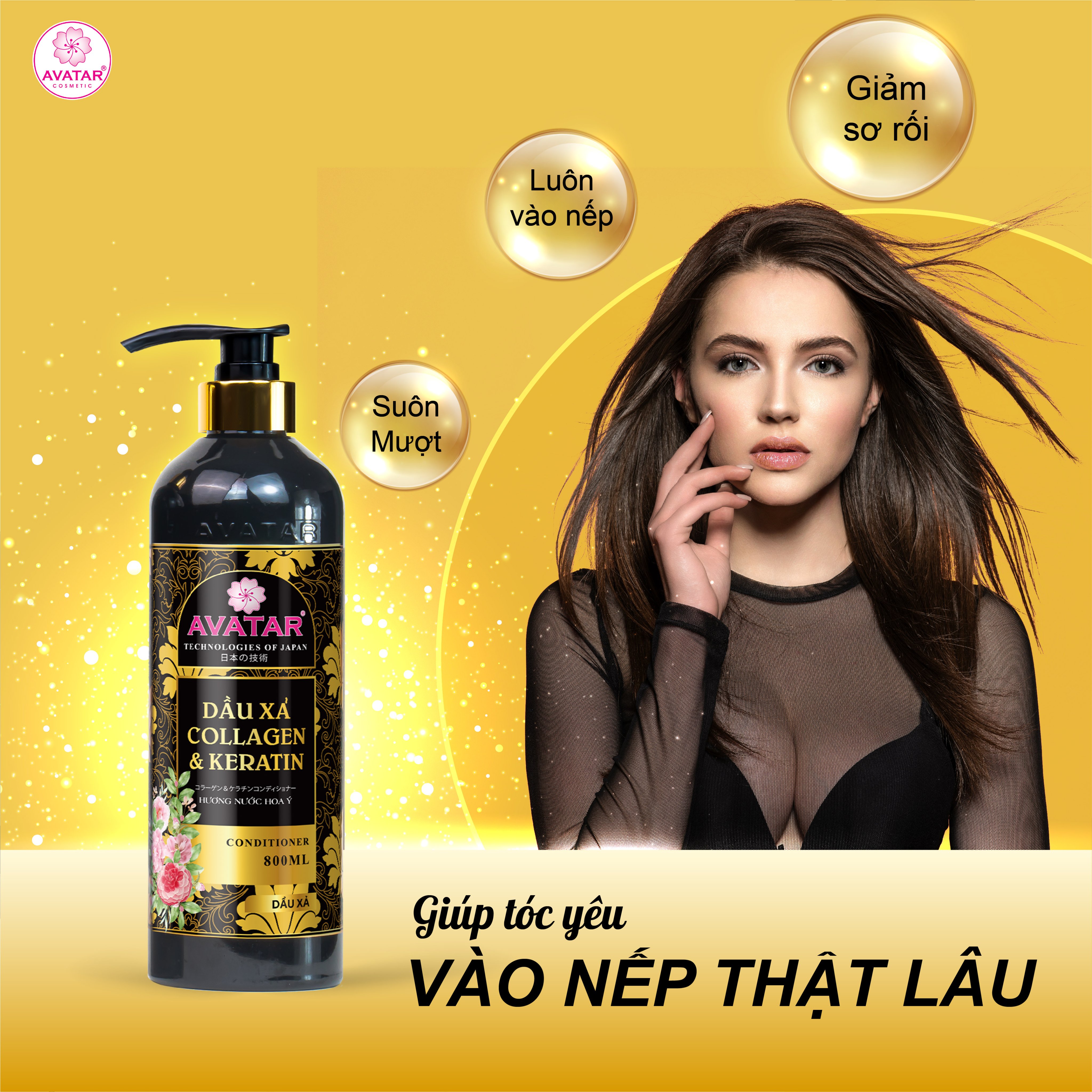 Dầu Xả Avatar Collagen &amp; Keratin Dưỡng Ẩm Phục Hồi Tóc, Mềm Mượt, Sạch Gàu Chai 800ml