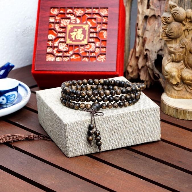 Chuỗi Tràng 108 Hạt Trầm Hương Sánh Chìm - Vòng Tay Phong Thủy - Trầm Hương Việt - Size Nữ 6mm