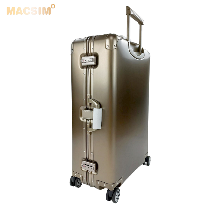 Vali tay kéo cao cấp chất liệu hợp kim nhôm nguyên khối MS1318 Macsim màu ti-gold cỡ 20inches