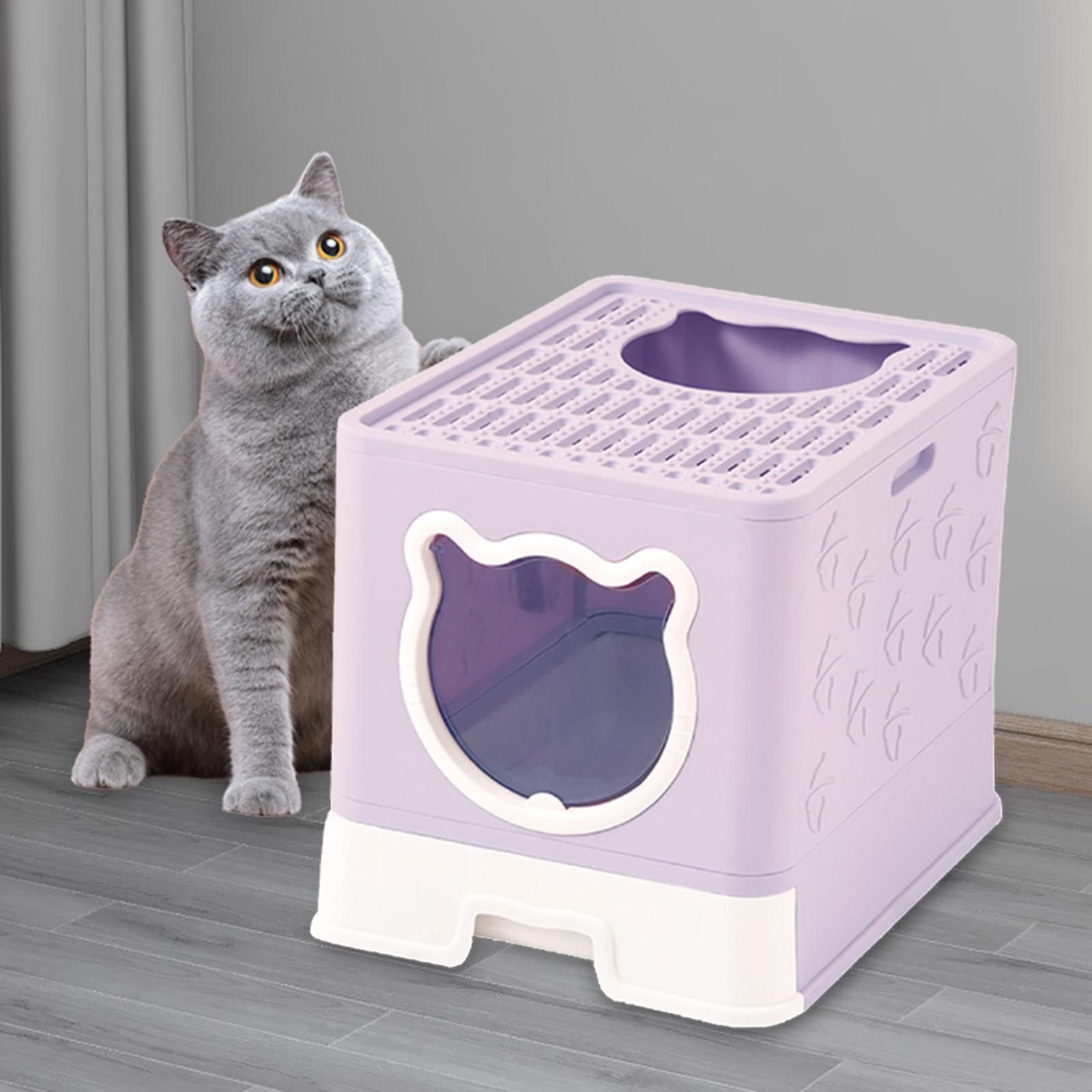 Hooded Cat Litter Box with Lid Enclosed Cat Litter Box Sand Box Container Cats Toilet Pet Litter Tray with Scooper for Rabbit Indoor Cats