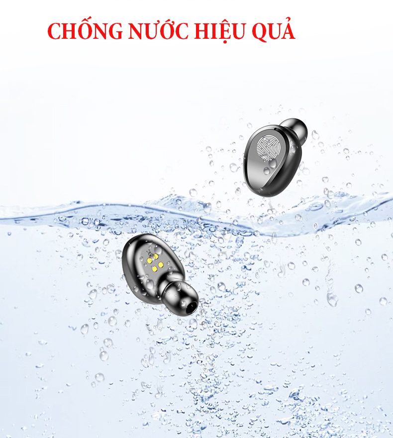 Tai Nghe Bluetooth Không Dây 5.0, AMOI F9, Cảm Ứng Vân Tay, Màn Led Báo Pin, Kháng Nước, Chống Ồn, Âm Thanh Cực Chất - Hàng Nhập Khẩu