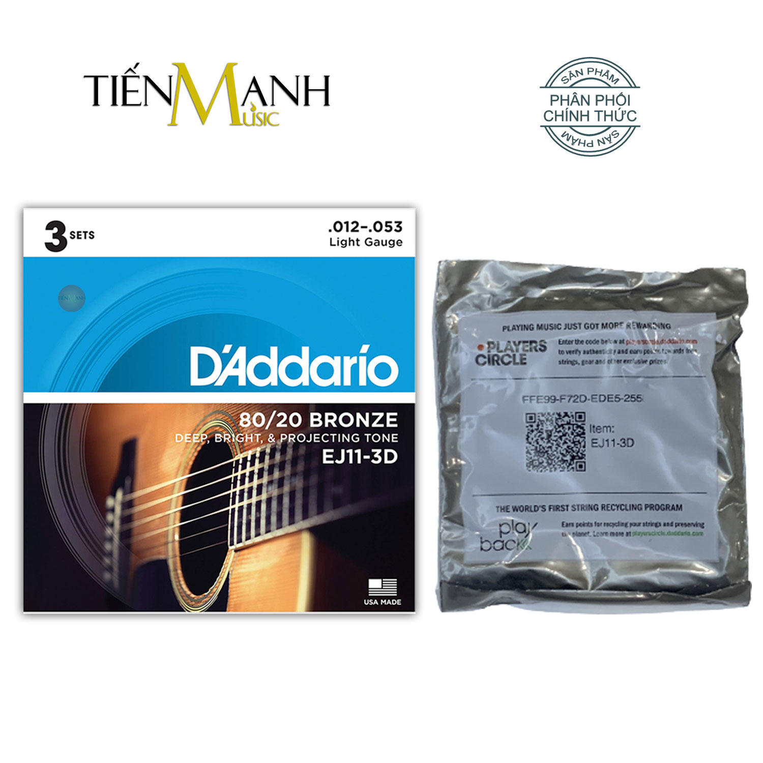 [Xả Hàng] Set 3 Bộ D'Addario EJ11, EJ13 Bộ Dây Đàn Guitar Acoustic 80/20 Bronze DAddario Hàng Chính Hãng - Kèm Móng Gẩy DreamMaker