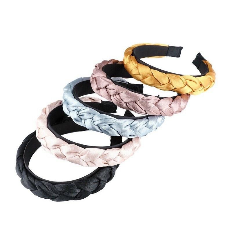 Bờm tóc trơn tết lụa satin nữ tính