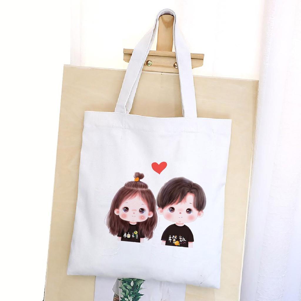 TÚI TOTE VẢI CANVAS CẶP ĐÔI ĐÁNG YÊU