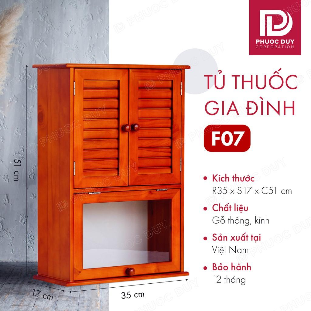 Tủ thuốc y tế gia đình gỗ tự nhiên F07