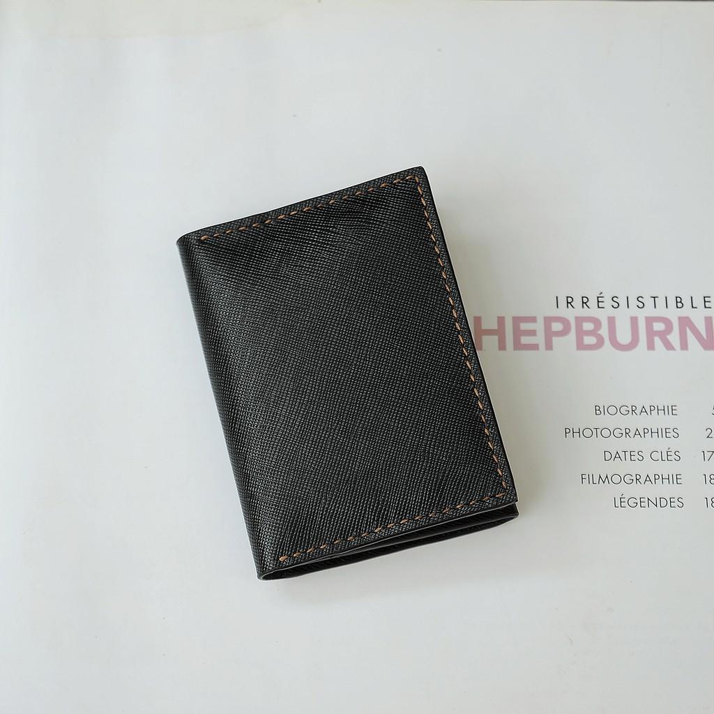 Ví nữ mini màu đen, sản phẩm handmade da bò Saffiano nhập khẩu, miễn phí khắc tên - DT92746