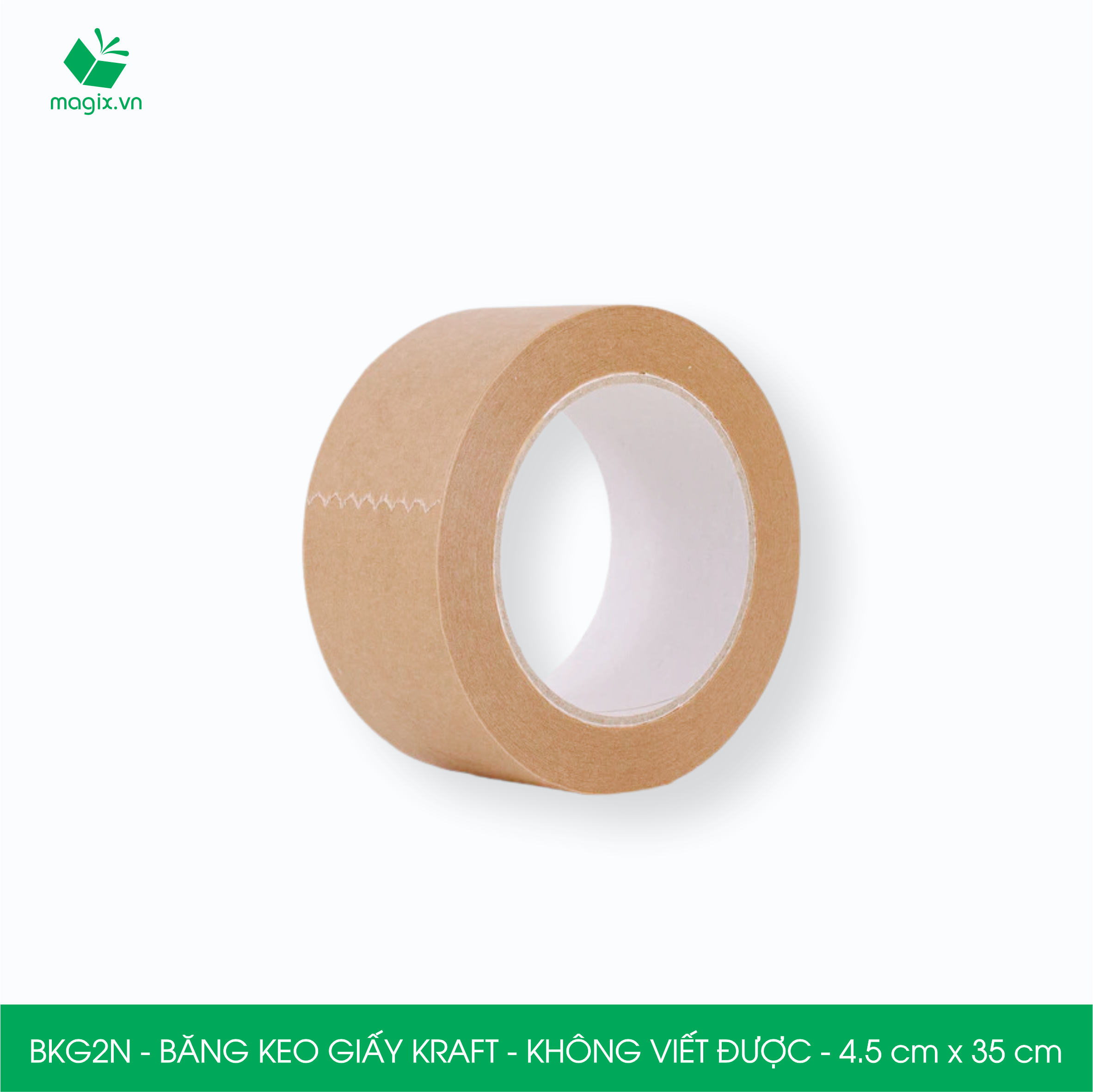 BKG2N - 4.5cm x 35m - 3 cuộn băng keo giấy Kraft da bò mặt trơn không viết được - băng dính kraft đóng hàng