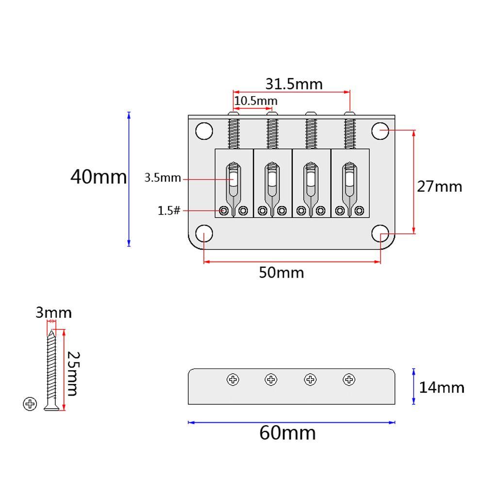 Bridge Tailpiece with Screws Wrench for Electric Guitar Bass Ukulele Parts