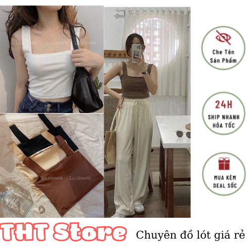 Áo bra 2 dây croptop bản to đệm mút ngực,cổ vuông hai dây phong cách ulzzang, style Hàn Quốc tanktop giá rẻ