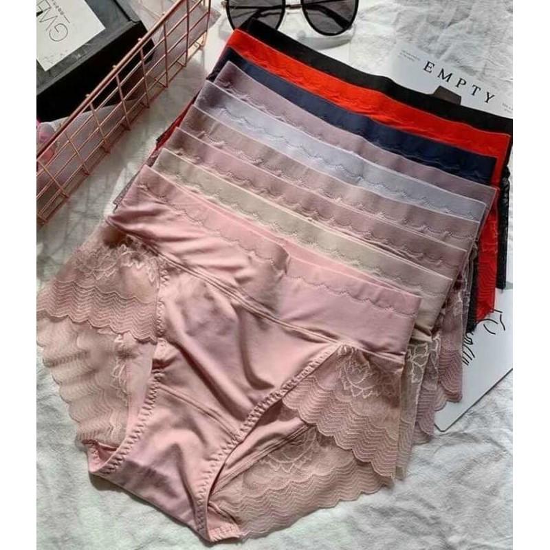 10 quần lót gen bụng cotton phối ren hoa cao cấp