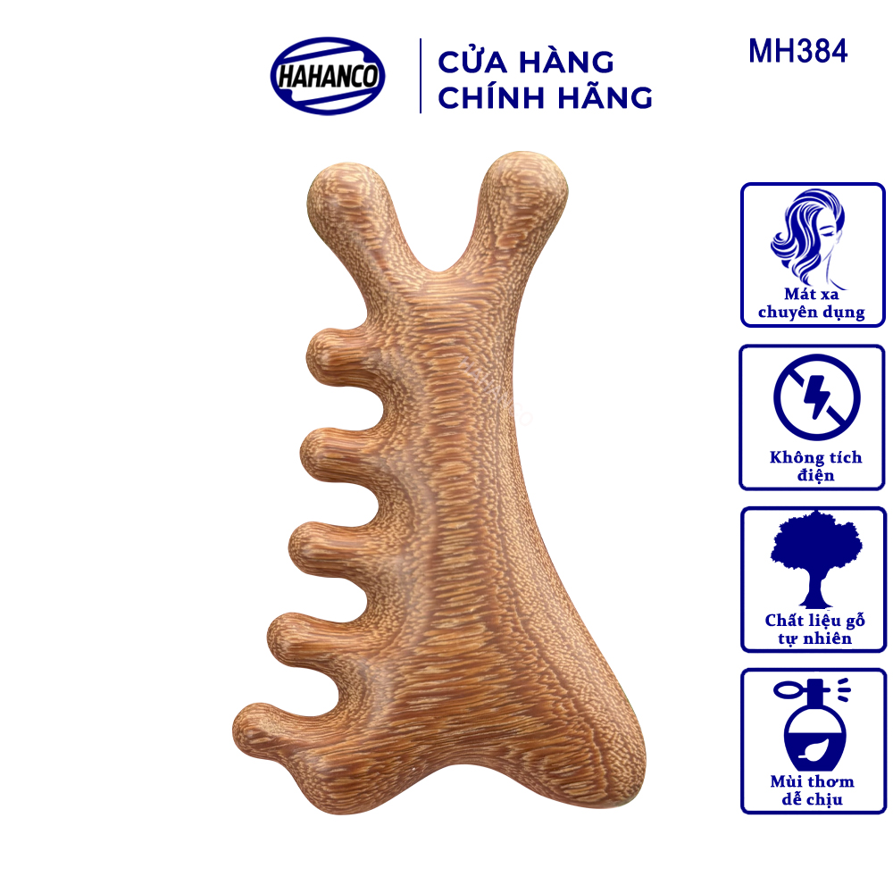 Lược Massage Dụng Cụ Làm Đẹp Chuyên Nghiệp Gỗ Tự Nhiên 4 Trong 1 - HAHANCO - MH384