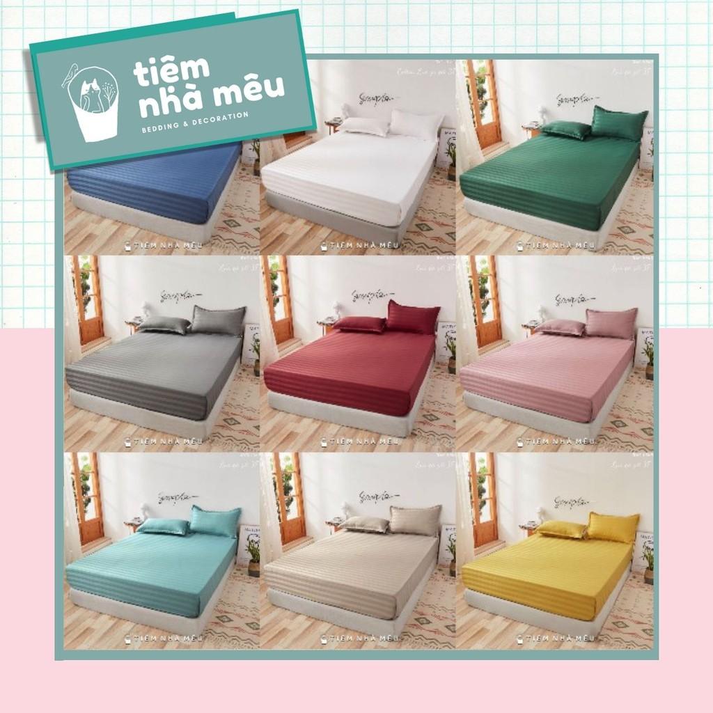 BỘ Ga Gối Cotton 3F m6/m8/2m -Tiệm Nhà MêuCotton Kẻ Sọc Chuyên Dùng Cho Khách Sạn Homestay