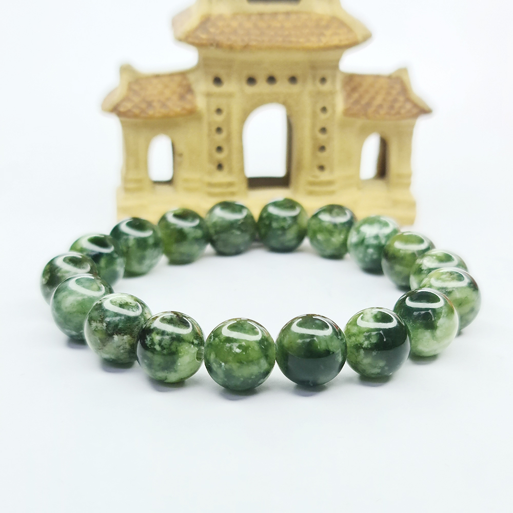 Vòng Tay Dạng Chuỗi Hạt Ngọc Serpentine Xanh Đậm - Mx - Hợp Mệnh Mộc, Hoả