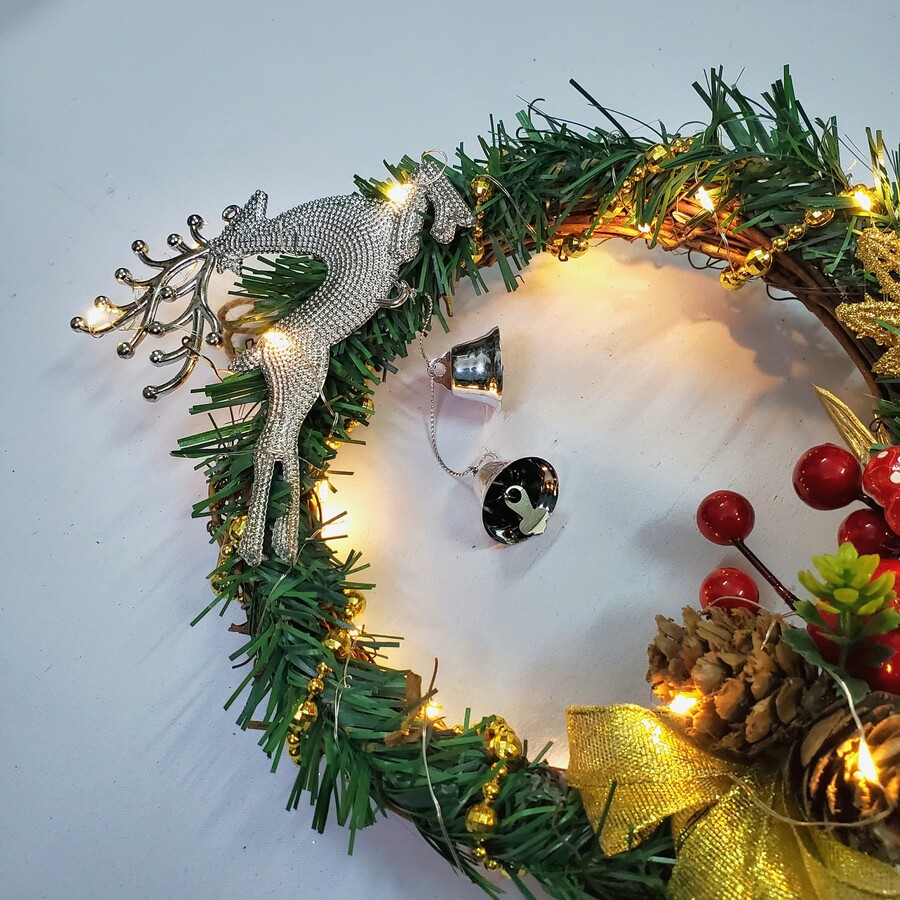 Vòng Hoa Noel VN06 Vòng Nguyệt Quế Giáng Sinh Có Đèn