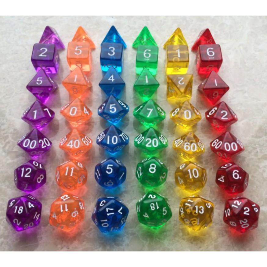 Bộ 7 viên xúc xắc xí ngầu đa diện D4, D6, D8, D10, D12, D20, D100, xúc xắc chơi Dungeons &amp; Dragons (DnD)