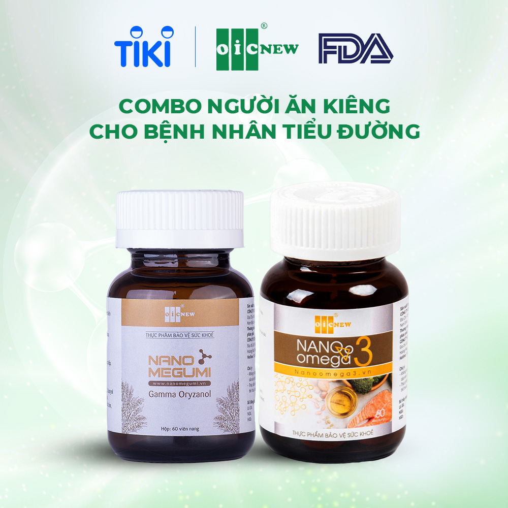 Combo Cho Người Ăn Kiêng Bệnh Nhân Tiểu Đường Viên Uống OIC New Nano Omega3 (30 Viên) Và Nano Megumi tinh chất gạo lứt (60 Viên)