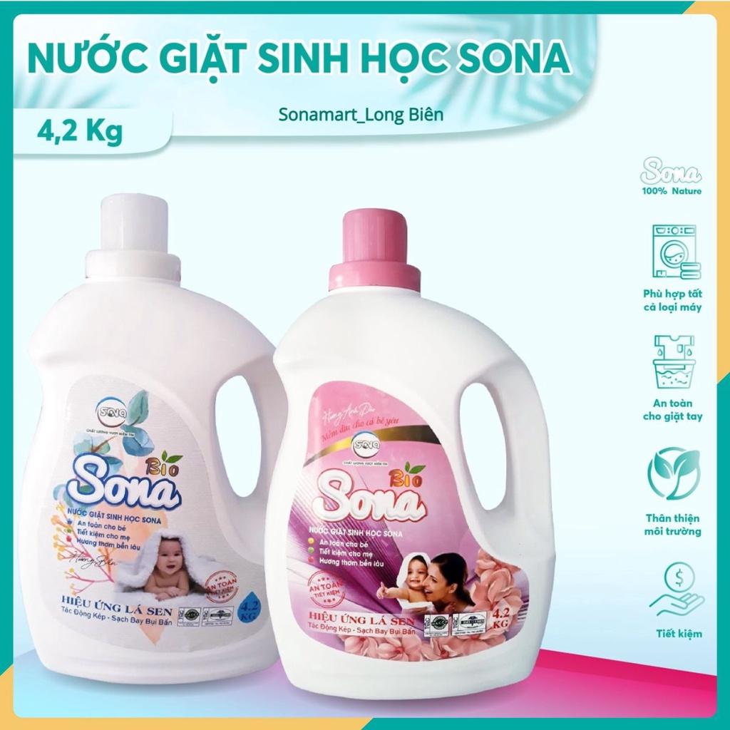 Nước giặt sinh học SONA 4.2L giặt xả quần áo 2 trong 1 hương hoa tự nhiên 