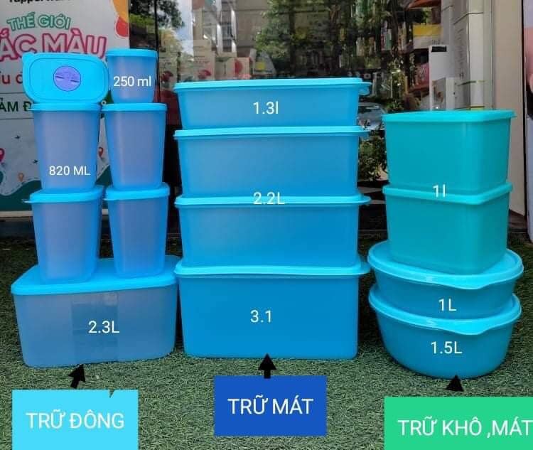 BỘ HỘP TRỮ MÁT &amp; TRỮ ĐÔNG BLUE OCEAN SET 15 TUPPERWARE CHÍNH HÃNG