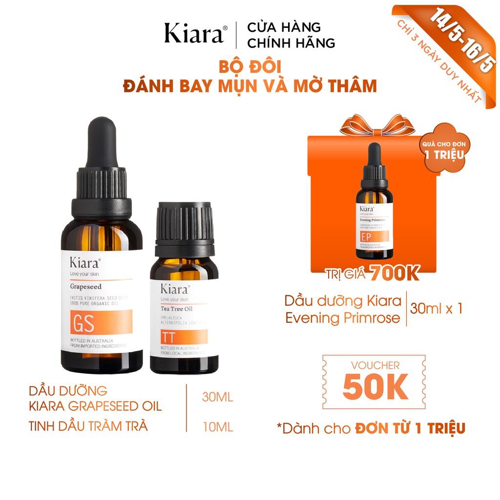 Bộ Đôi Chấm Mụn - Giảm Thâm Mụn Kiara Grapeseed và Tea Tree Oil