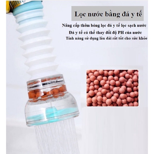 Vòi tăng áp suất  xoay 360 độ cho bồn rửa chén có than hoạt tính , đầu vòi nối rửa bát , giúp rửa  thực phẩm ,tiện lợi dễ dàng hơn