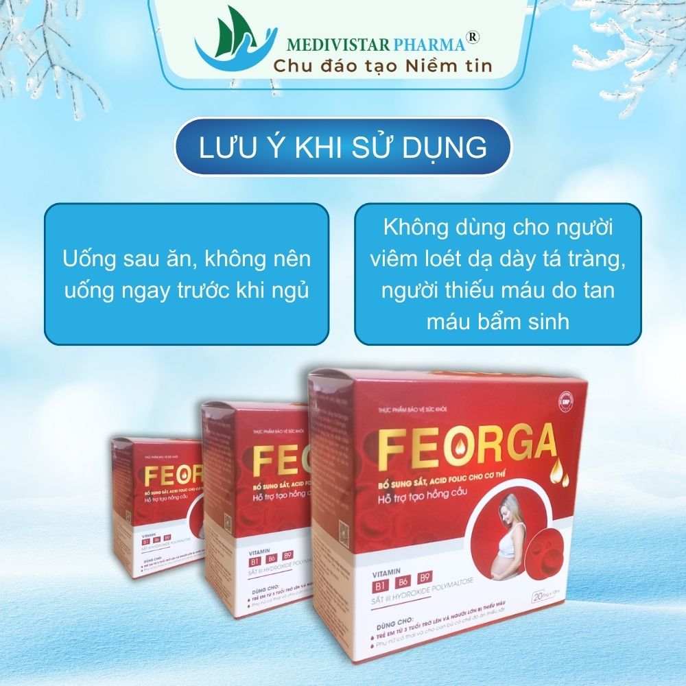 Sắt Dạng Nước Feorga Dành Cho Bà Bầu, Nguyên Liệu Thụy Sĩ, Hộp 20 Ống x 10ml