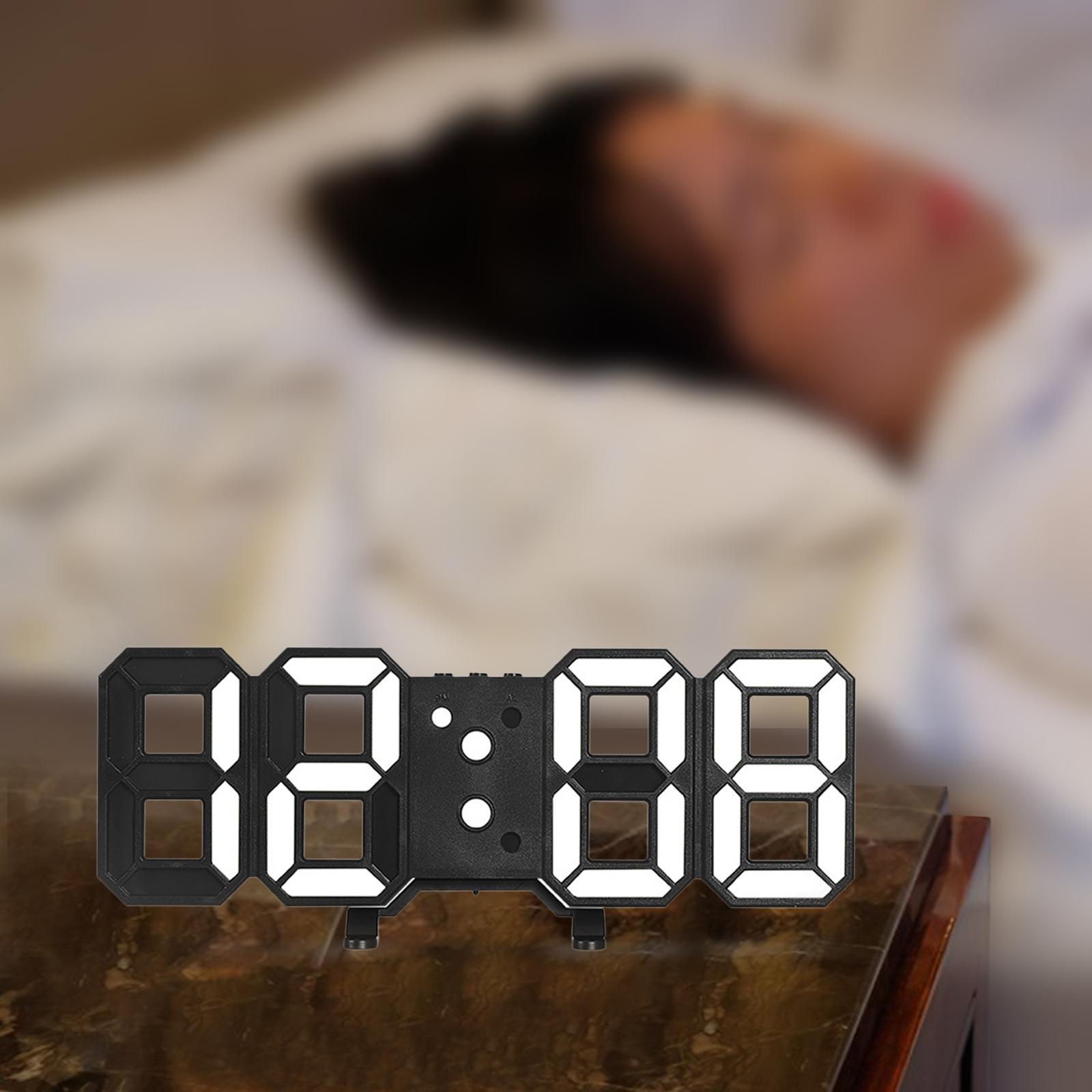 Digital 3D Digital Clock Date Time Electronic Clock for Seniors Office Bathroom