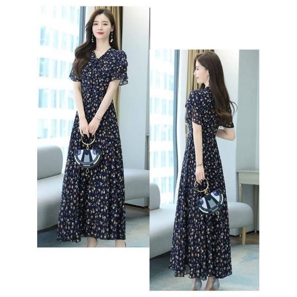 HÀNG NHẬP - ĐẦM MAXI VOAN HOA CỔ THẮT NƠ
