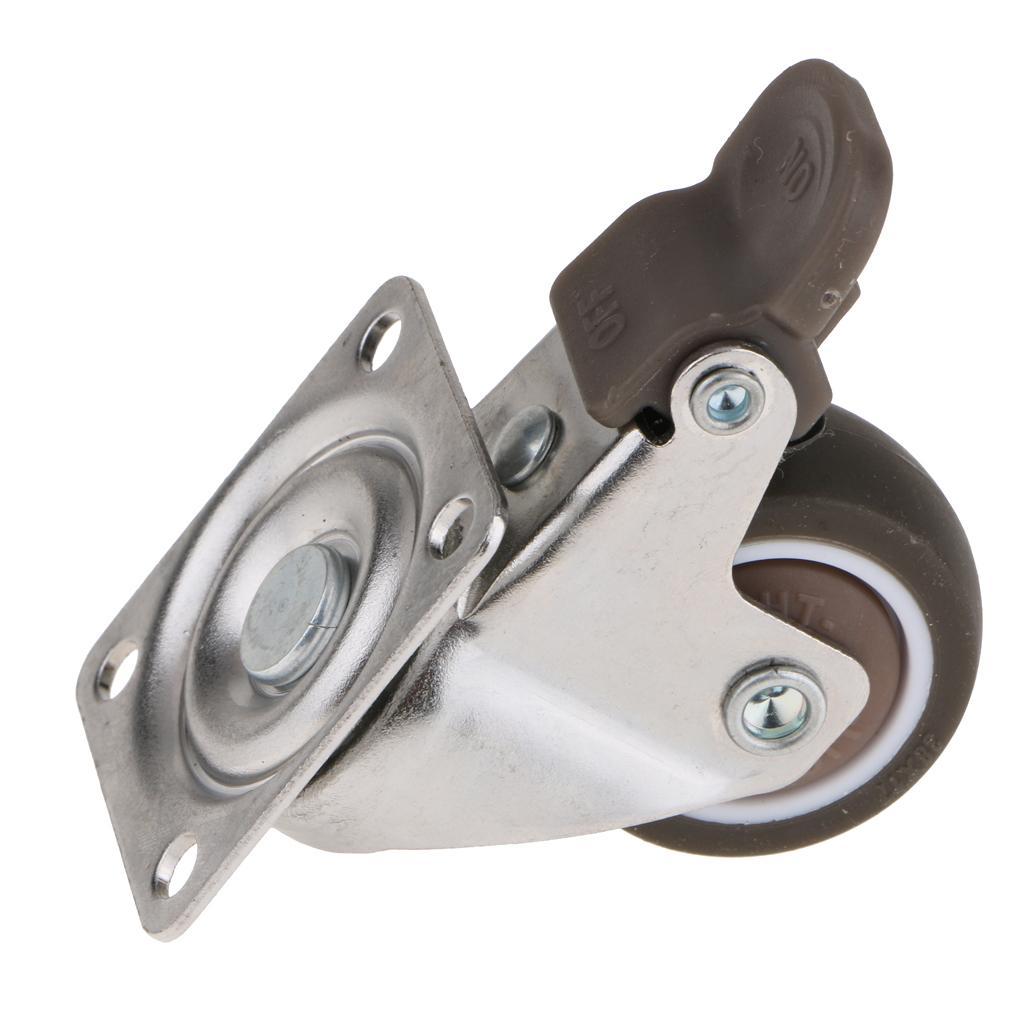 4Pcs Heavy Duty Swivel Bearing Caster Wheels Rubber Base with Top Plate 1.5"