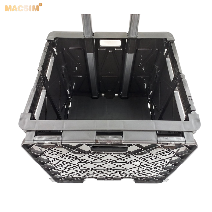 Hộp đựng đồ xếp gọn có bánh, tay kéo tiện ích kích thước 51cm x 55cm x 40cm - nhãn hiệu Macsim
