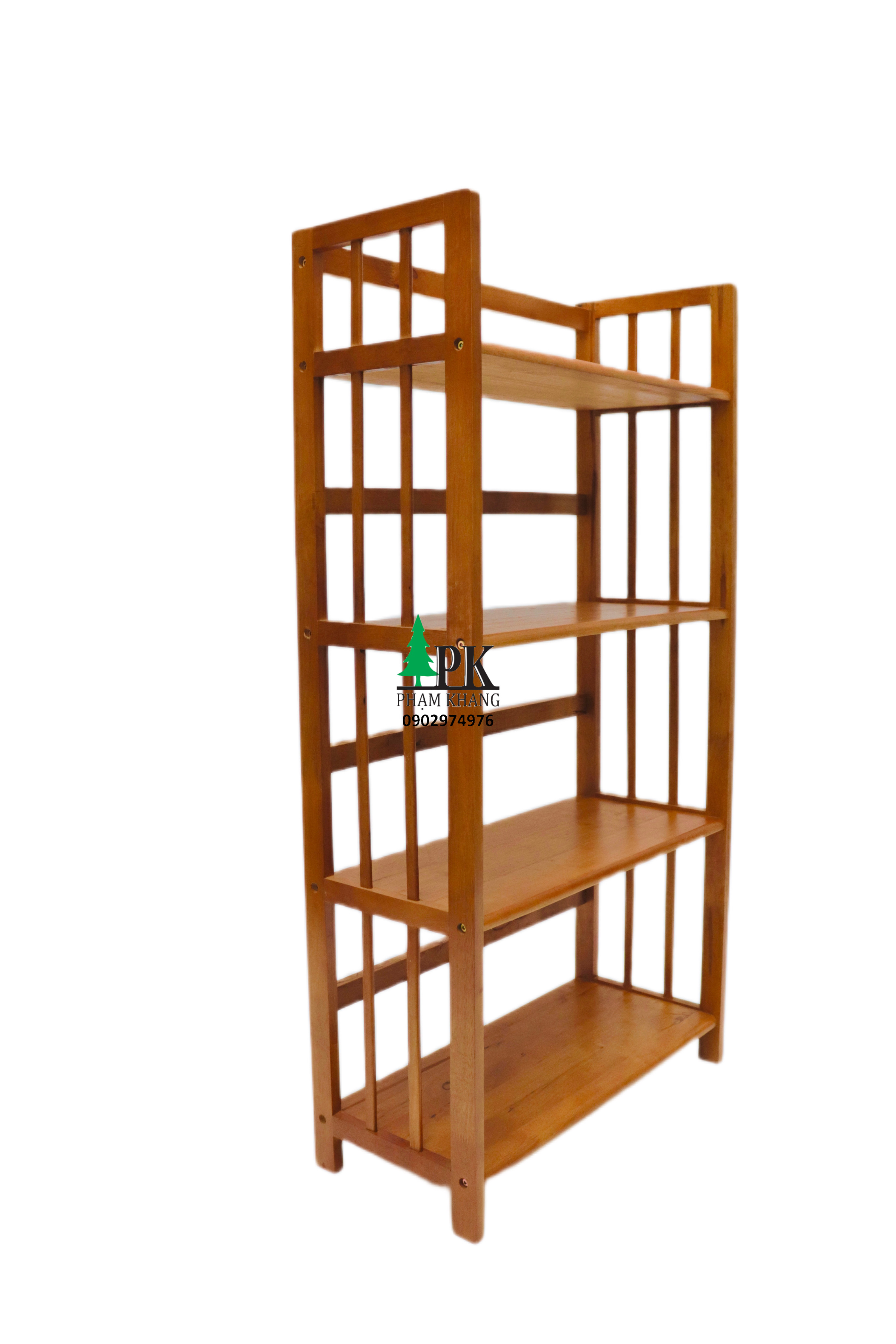 Kệ sách gỗ Phạm Khang 4 tầng rộng 64cm màu vàng cherry