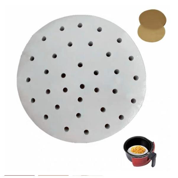 Giấy Nến Tròn Đục Lỗ Size 23cm 100 Tờ Cho Hấp, Nướng, Nồi Chiên Không Dầu