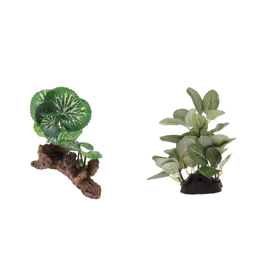 2x Reptile Resin Decor Plant Reptile Hiding Plant Lizard Turtle Habitat