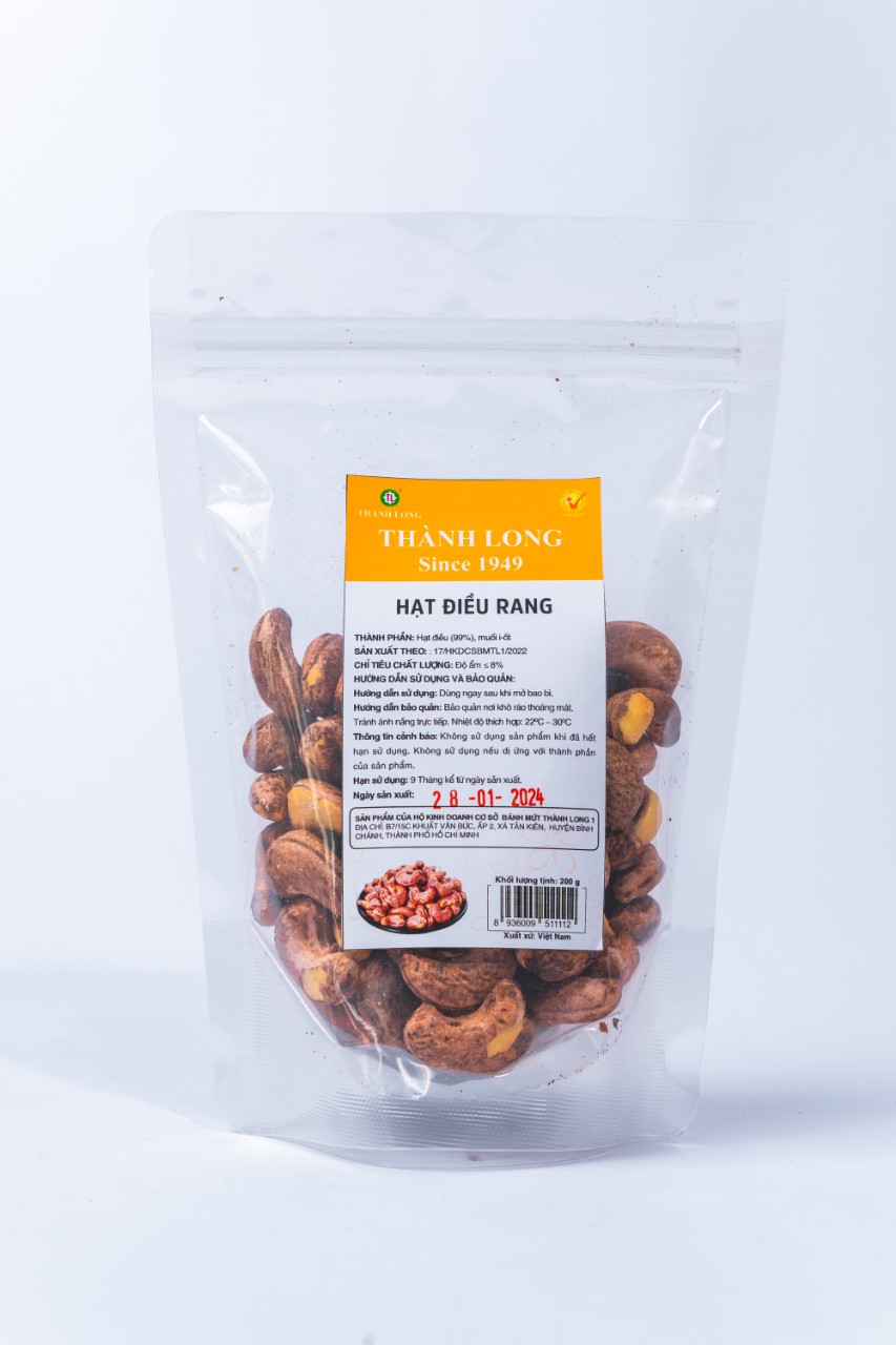 Hạt Điều Rang Muối Nguyên Lụa Thành Long Hạt Dinh Dưỡng Thơm Giòn Chất Lượng 100g/200g