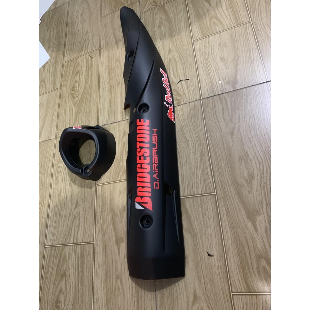 Ốp pô và chụp đích pô exciter 150 màu đen nhám
