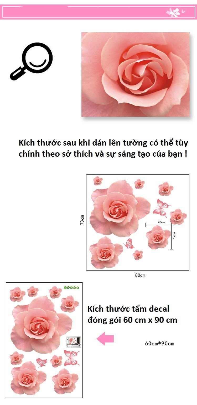 Decal dán tường hoa hồng hiện đại sang trọng