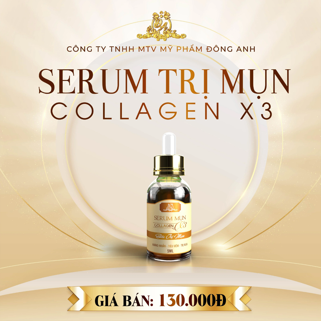 Serum Mụn Collagen X3 Serum Dưỡng Giảm Mụn Kiềm Dầu Đông Anh Chính Hãng 5ml