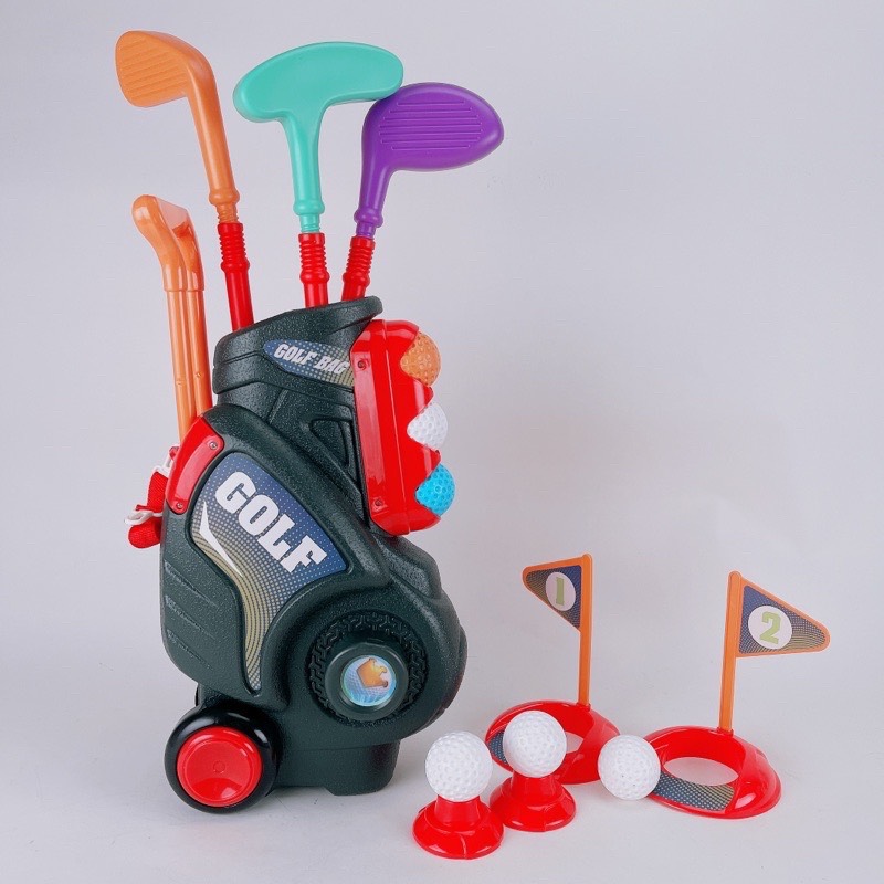 Bộ đồ chơi gậy đánh golf mini cỡ lớn cho bé vui chơi vận động bao gồm cả túi xách có bánh xe dễ di chuyển
