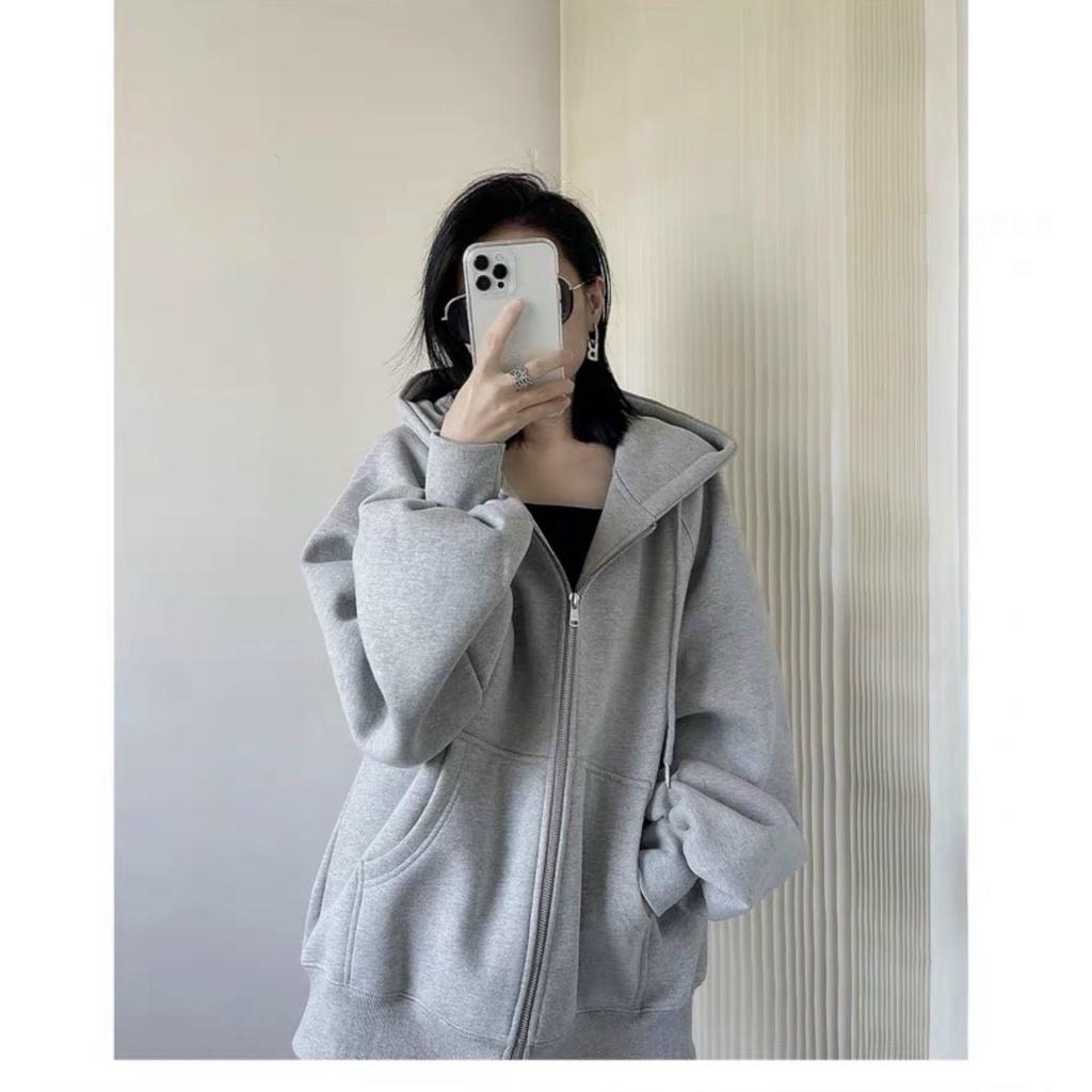 Áo khoác nỉ hoodie trơn Unisex - Tay Phồng dài form rộng có mũ dáng suông ulzzang nam nữ U453