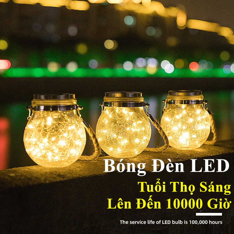 Đèn Led Hủ Thủy Tinh Năng Lượng Mặt Trời Thích Hợp Trang Trí Sinh Nhật Tiệc Cưới Buổi Tiệc