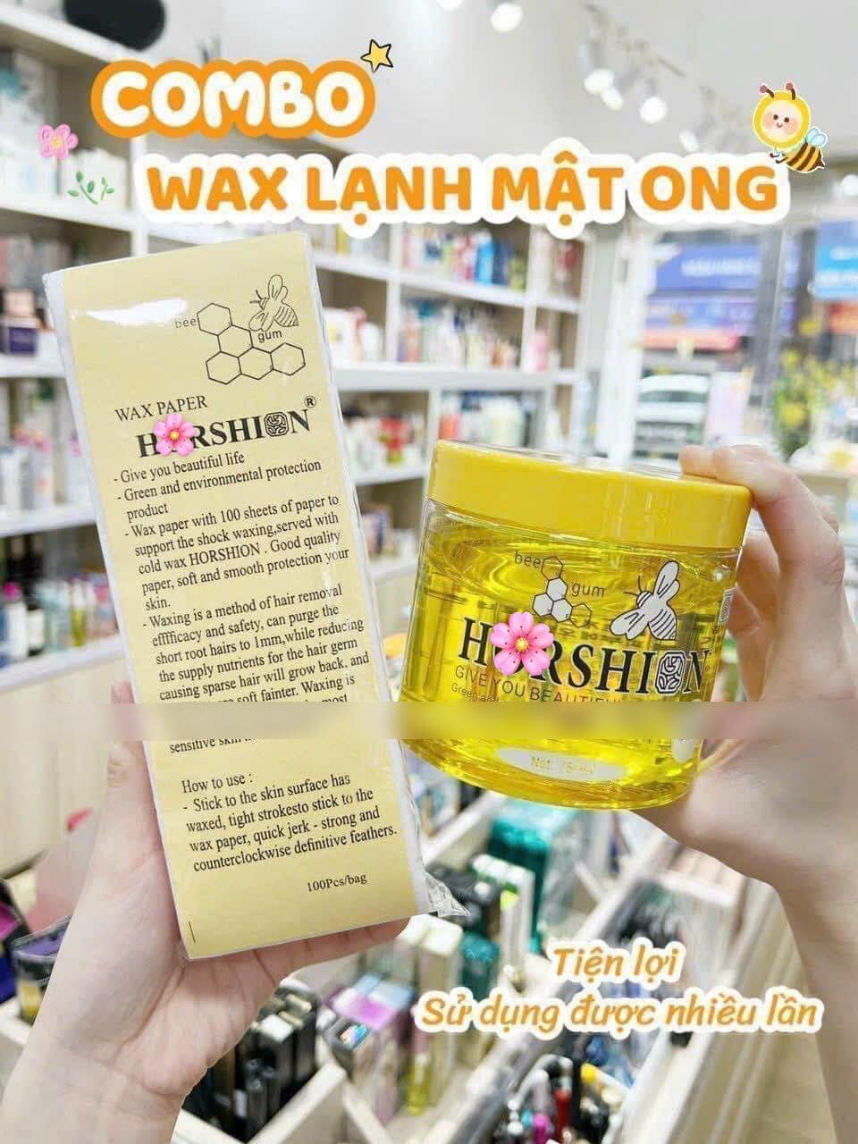 combo 1 HŨ Sáp tẩy lông LẠNH MẬT ONG Horshion+ 1 XẤP GIẤY WAX