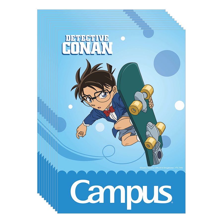 Lốc 10 Cuốn Vở 4 Ô Ly (2,5X2,5Mm) Campus Conan Skateboard NB-BCNS80 - ĐL 100 (80 Trang) - Giao Mẫu Ngẫu Nhiên